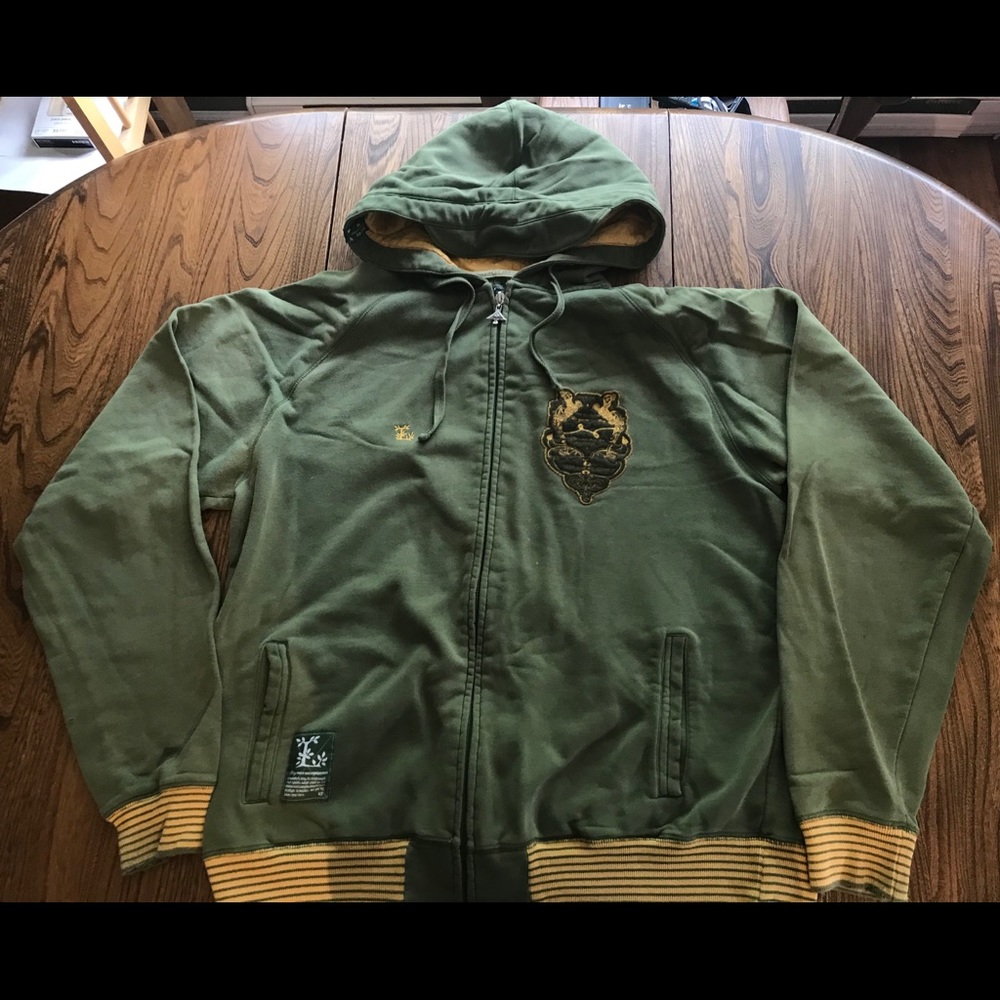 LRG Green and Yellow Hooded Jacket